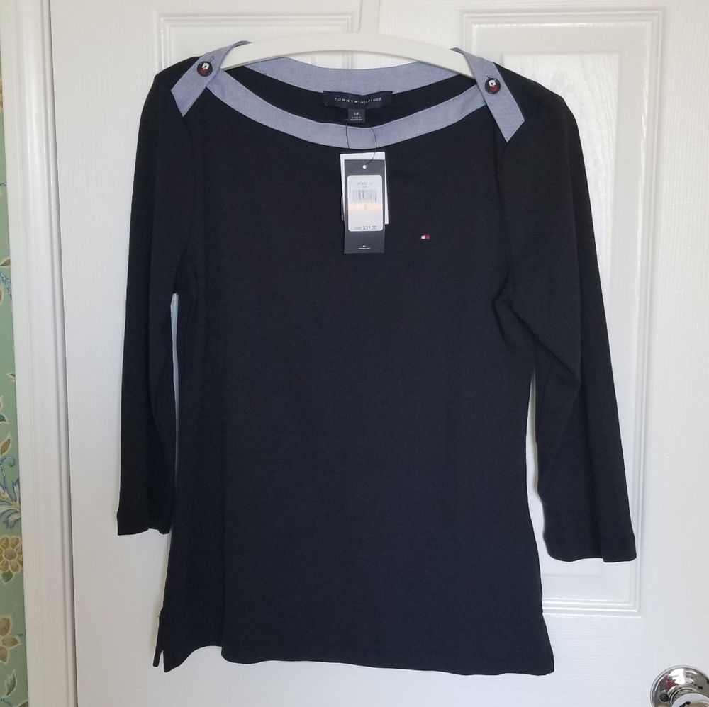 NWT Tommy Hilfiger Cotton Boat Neck Top